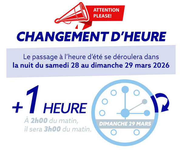 Changement d'heure 2026